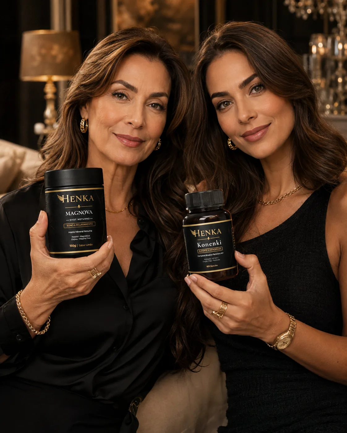 Duas mulheres com os produtos Konenki e Magnova da Henka